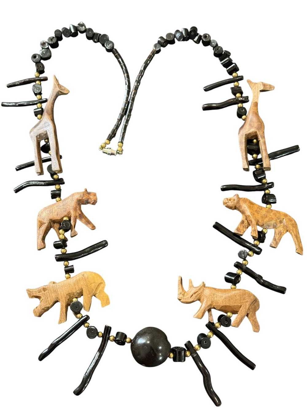 Vintage African Safari Animal Wood Necklace - Picture 3 of 12